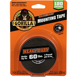 Gorilla Glue Heavy Duty Mounting Tape - 10 ft Length x 1 in Width - Black