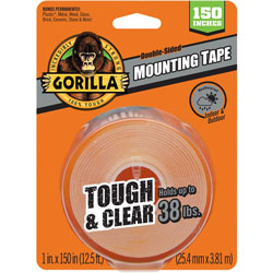 Gorilla Glue Mounting Tape, Double-Sided, 2-1/2 inWx1 inLx2-1/2 inH, Clear
