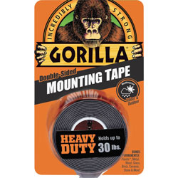 Gorilla Glue Heavy Duty Mounting Tape, Permanent, Holds Up to 30 lbs, 1 in x 60 in, Black