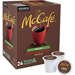 McCafe® Coffee K-Cup, Compatible with Keurig Brewer, Decaffeinated, Premium, Arabica, Rich Aroma, Medium, 24/Box