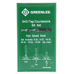 Greenlee Drill/Tap Sets, 1/4 in Hex, Steel
