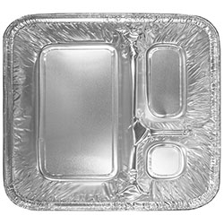 Handi-Foil Three-Compartment Oblong Food Container, 24 oz, 6.38 x 1.47 x 8, Silver, Aluminum, 500/Carton
