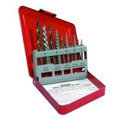 Hanson 10-pc Spiral Extractor and Drill Bit Combo Pack, Metal Index Box