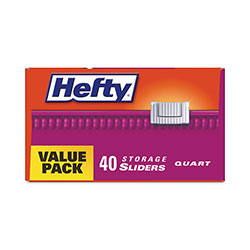 Hefty Slider Bags, 1 qt, 1.5 mil, 8 in x 7 in, Clear, 40 Bags/Box, 9 Boxes/Carton