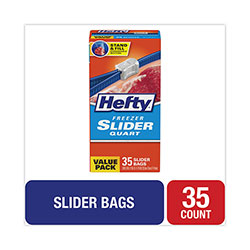 Hefty Slider Bags, 1 qt, 2.5 mil, 7 in x 8 in, Clear, 35/Box