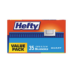Hefty Slider Bags, 1 qt, 2.5 mil, 7 in x 8 in, Clear, 35 Bags/Box, 9 Boxes/Carton