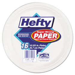 Hefty Super Strong Paper Dinnerware, 10 1/8 in Plate, Bagasse, 16/Pack