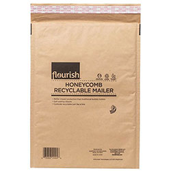 Henkel Consumer Adhesives Flourish Honeycomb Recyclable Mailers - Mailing/Shipping - 14 4/5 in, Flap - Brown