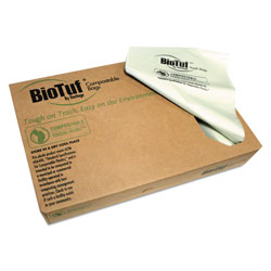 Heritage Bag Biotuf Compostable Can Liners, 64 gal, 0.8 mil, 47 in x 60 in, Green, 125/Carton