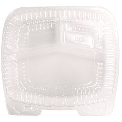 Handi-Foil Handi-Lock Three-Compartment Food Container, 8 x 3 x 8.87, Clear, Plastic, 250/Carton