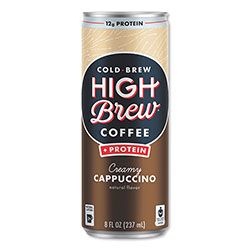 HIGH Brew® Coffee Cold Brew Coffee + Protein, Creamy Cappuccino, 8 oz Can, 12/Pack