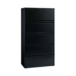 Hirsh 10000-Series 5 Drawer Metal Lateral File Cabinet, 36 inx18.6 inx68 in, Black