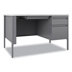 Hirsh Teachers Pedestal Desks, One Right-Hand Pedestal: Box/File Drawers, 48 in x 30 in x 29.5 in, White/Platinum