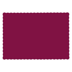 Hoffmaster Solid Color Scalloped Edge Placemats, 9.5 x 13.5, Burgundy, 1,000/Carton