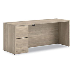 Hon 10500 Series Full-Height Left Pedestal Credenza, 72 in x 24 in x 29.5 in, Kingswood Walnut