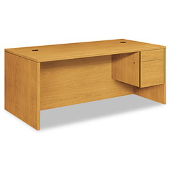 Hon 10500 Series Large  inL in or  inU in Right 3/4 Height Pedestal Desk, 72w x 36d x 29.5h, Harvest