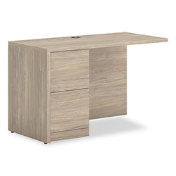 Hon 10500 Series Return with Full-Height Pedestal, Left, 48 in x 24 in x 29.5 in, Kingswood Walnut