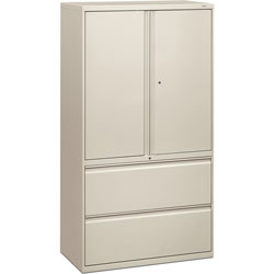 Hon 800-Series 2 Drawer Metal Lateral File Cabinet, 36 in Wide, Gray