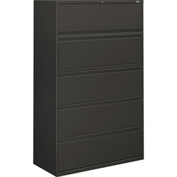 Hon 800-Series 5 Drawer Metal Lateral File Cabinet, 42 in Wide, Dark Gray