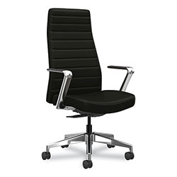 Hon Cofi Executive High Back Chair, Supports Up to 300 lb, 15.5 to 20.5 Seat Height, Black Seat/Back, Polished Aluminum Base