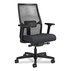 Hon Ignition 2.0 ReActiv Mid-Back Task Chair, 17.25 in to 21.75 in Seat Height, Basalt Vinyl Seat, Charcoal Back, Black Base