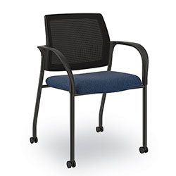 Hon Ignition Series Guest Chair with Arms, 25 in x 21.75 in x 33.5 in, Navy Seat, Black Back, Black Base