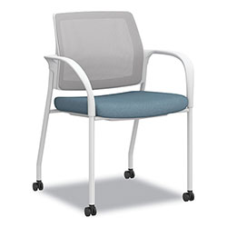 Hon Ignition Series Mesh Back Mobile Stacking Chair, Fabric Seat, 25 x 21.75 x 33.5, Carolina/Fog/White