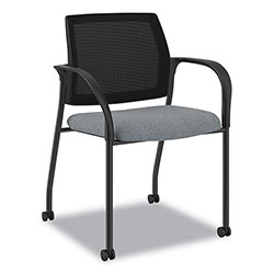 Hon Ignition Series Mesh Back Mobile Stacking Chair, Fabric Seat, 25 x 21.75 x 33.5, Basalt/Black