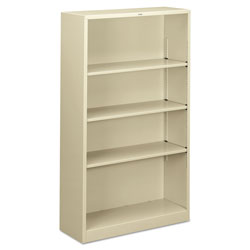 Hon Metal Bookcase, Four-Shelf, 34-1/2w x 12-5/8d x 59h, Putty (HONS60ABCL)