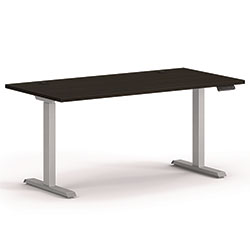 Hon Mod Height Adjustable Desk Bundle, 60 in x 30 in x 27.5 in to 46.75 in, Java Oak/Silver