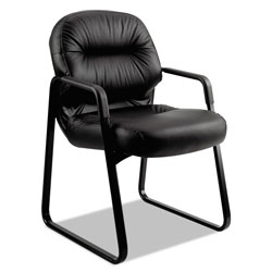 Hon Pillow-Soft 2090 Series Guest Arm Chair, 31.25 in x 35.75 in x 36 in, Black Seat/Black Back, Black Base