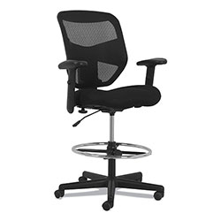 Hon Prominent High-Back Task Stool, 28.1 in Seat Height, Supports up to 250 lbs., Black Seat, Black Back, Black Base