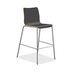 Hon Ruck Laminate Stool, Up to 300 lbs, 30 in Seat Height, Charcoal Seat, Charcoal Back, Silver Base