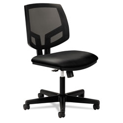 Hon Volt Series Mesh Back Leather Task Chair with Synchro-Tilt, Supports up to 250 lbs., Black Seat/Black Back, Black Base