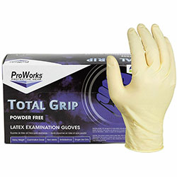 Hospeco Total Grip Latex Powder Free Exam Gloves, Medium Size, 100/Box, 8 mil Thickness, 9.40 in Glove Length