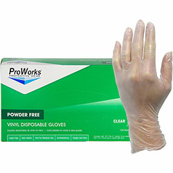 Hospeco Vinyl Industrial Gloves, Large Size, 100/Box, 3 mil Thickness, 9 in Glove Length