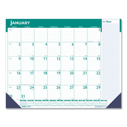 House Of Doolittle Express Track Monthly Desk Pad Calendar, 22 x 17, White/Teal Sheets, Teal Binding, Blue Corners, 13-Month(Jan-Jan): 2024-2025