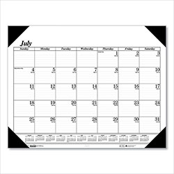 House Of Doolittle Recycled Economy Academic Desk Pad Calendar, 22 x 17, White/Black Sheets, Black Binding/Corners,14-Month(July-Aug): 2023-2024