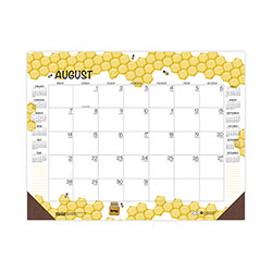 House Of Doolittle Recycled Honeycomb Desk Pad Calendar, 22 x 17, White/Multicolor Sheets, Brown Corners, 12-Month (Aug to July): 2023 to 2024