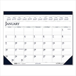 House Of Doolittle Recycled Two-Color Perforated Monthly Desk Pad Calendar, 18.5 x 13, Blue Binding/Corners, 12-Month (Jan-Dec): 2024