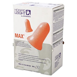 Howard Leight Max Disposable Earplugs, Foam, Coral, Uncorded, Dispenser Box