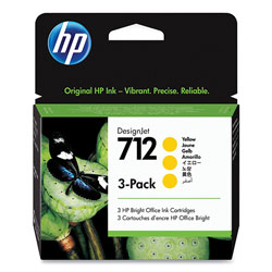 HP 712, (3ED79A) Yellow Original Ink Cartridge, 3/Pack