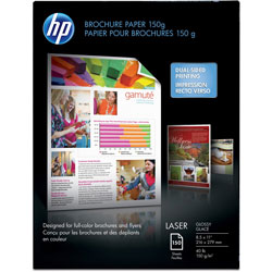 HP Laser Brochure Paper, 40lb, 97GE/113 ISO, 8-1/2 in x 11 in, 50PK, CT, White