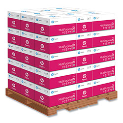 HP MultiPurpose20 Paper, 96 Bright, 20 lb Bond Weight, 8.5 x 11, White, 500 Sheets/Ream, 10 Reams/Carton, 40 Cartons/Pallet