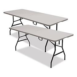 Iceberg Bifold Resin Folding Table, Rectangular, 70.9 in x 29.1 in x 30 in, White Granite Top, Gray Base/Legs, 2/Pack