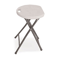 Iceberg Rough n Ready Folding Stool, Backless, Supports Up to 300 lb, 26 in Seat Height, White Seat, Charcoal Base, 4/Carton