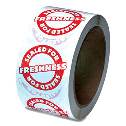 Iconex Tamper Seal Label, 2 in dia, Red/White, 500/Roll, 4 Rolls/Carton