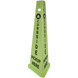 Impact 3-sided Curbside Pickup Safety Sign, 3/Carton, Fluorescent Yellow