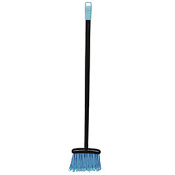 Impact Lobby Dust Pan Broom, 36.86 in, Black/Blue