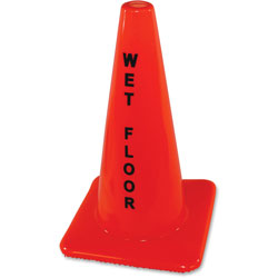 Impact Safety Cone Sign, Wet Floor, Orange